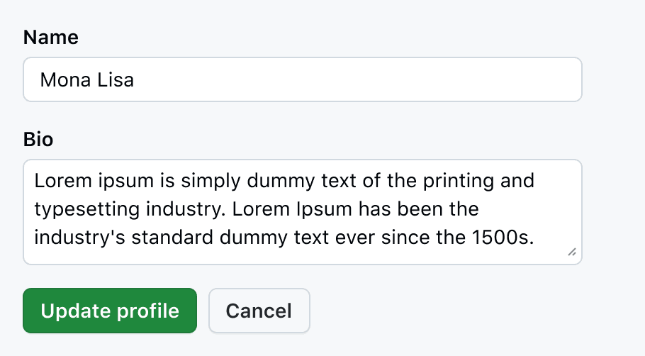 A form with the controls and save button left aligned